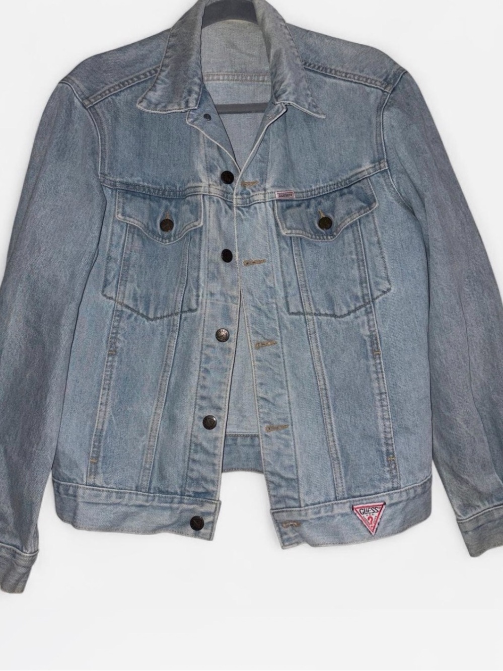 Guess Light Blue Denim Jacket with Logo Patch